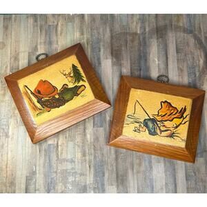 Vintage 1967 Josie Heins Wall Art Wood Plaque Napping Boys Room Decor